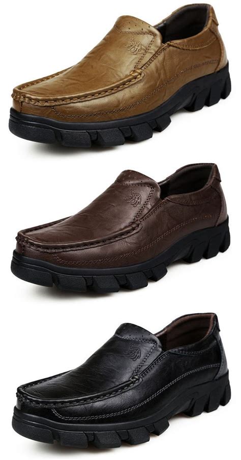 Men Genuine Leather Classic Moc Toe Slip On Casual Shoes Mens Business Shoes Mens Shoes Sale