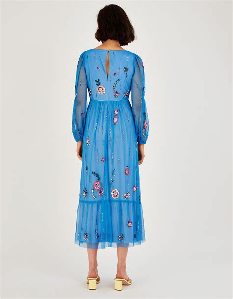 Hattie Embellished Wrap Dress Blue Evening Dresses Monsoon Uk