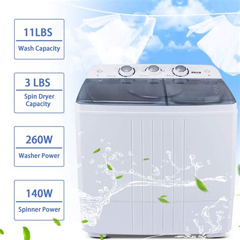 Della Portable Mini Washing Machine White 11pounds Washer Capacity