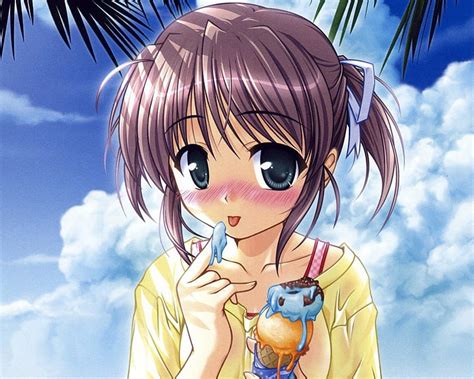 cute anime girl eating ice cream telegraph
