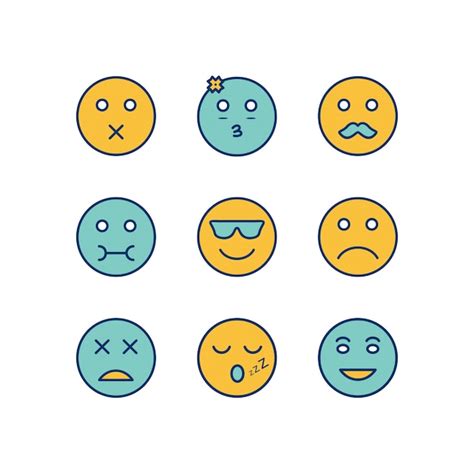 Hoja De Iconos Emoji Aislada Sobre Fondo Blanco Vector Premium