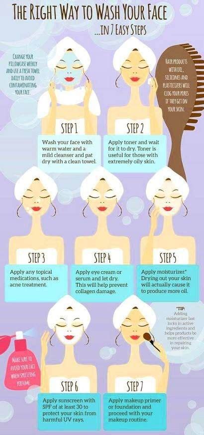 The Right Way To Wash Your Face With Images Face Cleaning Steps
