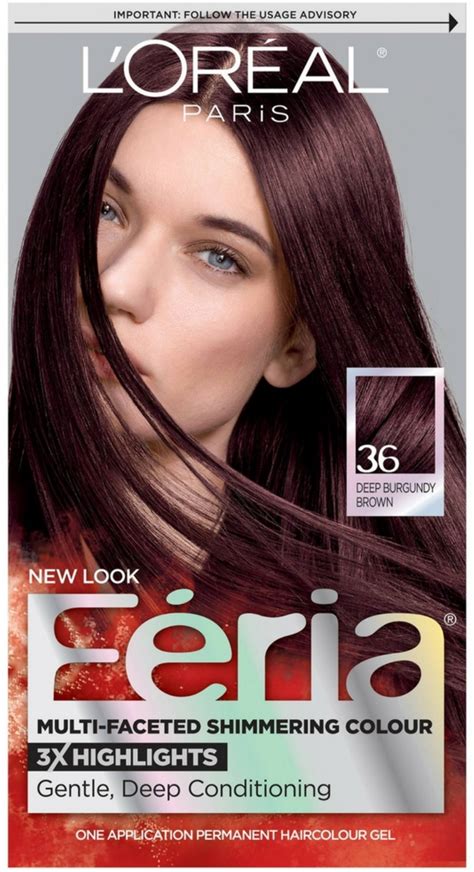 Loreal Feria Multi Faceted Shimmering Colour Warmer 36 Deep Burgundy Brown 1 Ea Pack Of 3