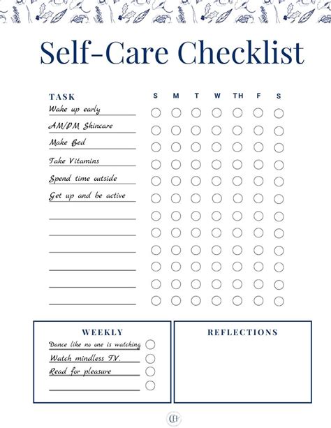 Self Care Checklist Pdf