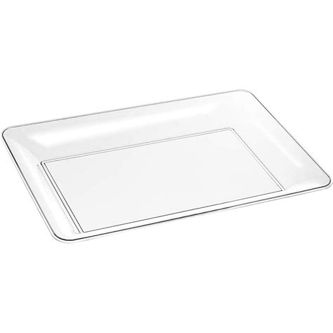 6 Small Rectangle Crystal Clear Heavy Duty Disposable Serving Tray 10