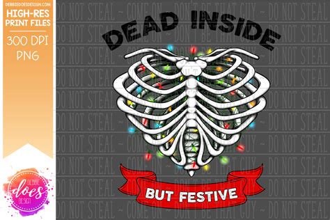 Dead Inside But Festive Rib Cage Christmas Lights Sublimationpr