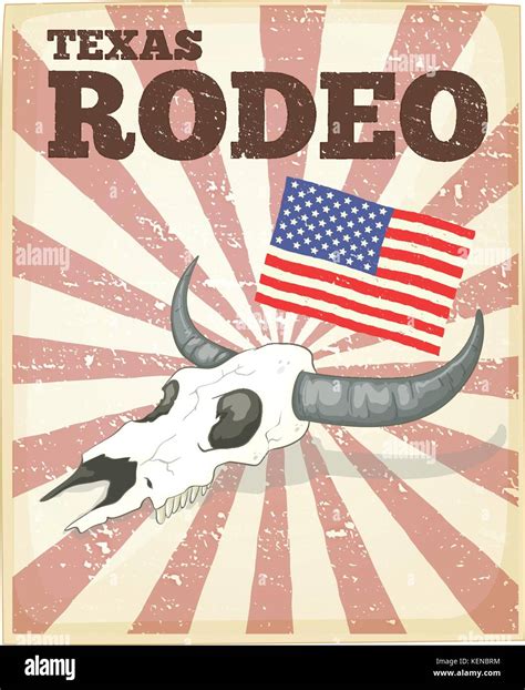 Texas Rodeo Theme Poster With Usa Flag Stock Vector Image And Art Alamy