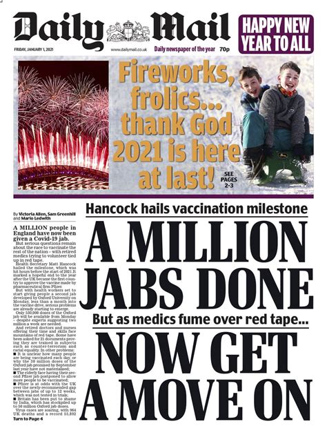 Daily Mail Front Page 1st Of January 2021 Tomorrow S Papers Today