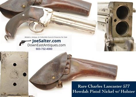 Rare Charles Lancaster 577 Howdah Pistol 2 Barrel Nickel W Holster