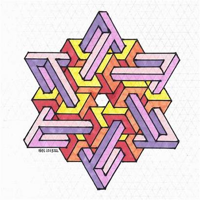Isometric Mandala Triangle Penrose Paper Graph Drawings