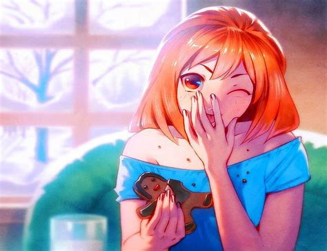 720p Free Download Girl Eating A Gingerbread Man Milk Anime