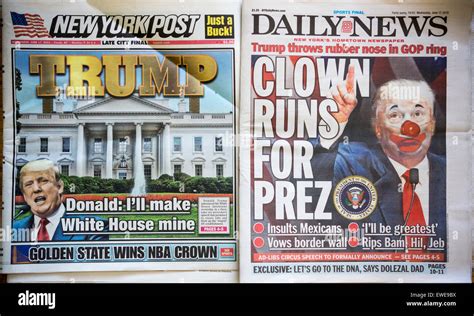 Headlines Of The New York Post And New York Daily News On Wednesday