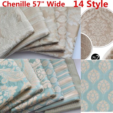 Luxury Chenille Velvet Upholstery Curtain Fabric Cream London Damask