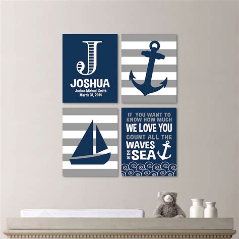 Baby Boy Nursery Art Nautical Nursery Decor Nautical Etsy