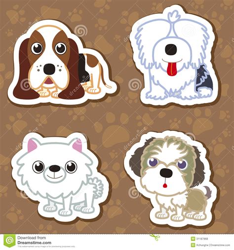 Cartoon Dog Sticker Set Stock Vector Illustration Of