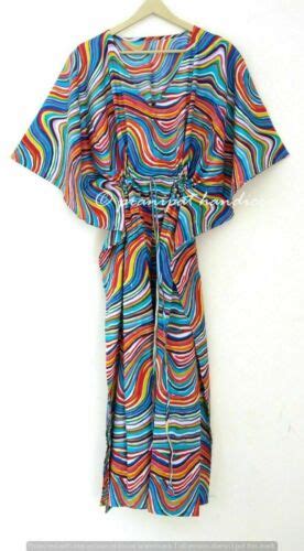 Indian Multicolor Long Print Cotton Hippie Maxi Women Nightwear Caftan Dress Ebay