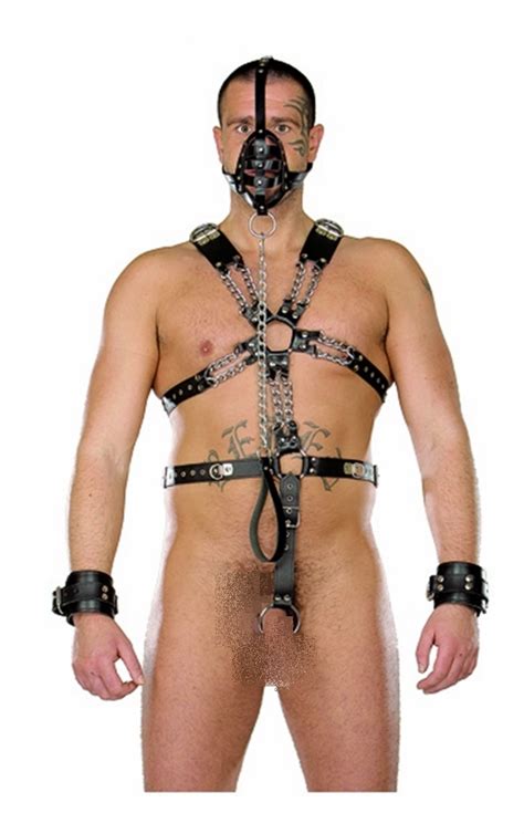 Herren Harness Von Ledapol Leder Mit Schweren Ketten Cockring