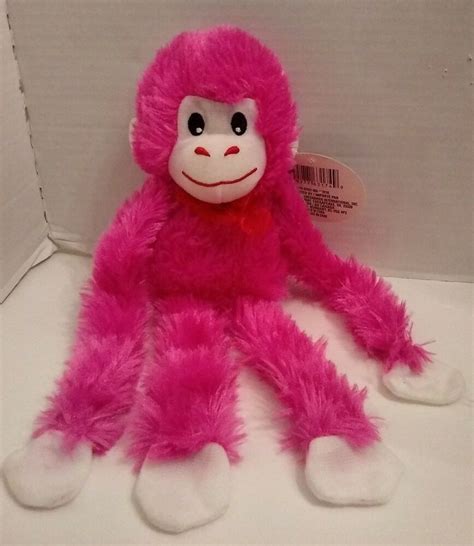 New Hot Pink Monkey Soft Toy 13 Plush Red Bow Hanging Sticky Hands