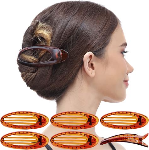 rc roche ornament 6 pcs hair clip classic oval side opening slide plastic curve flat comb inner