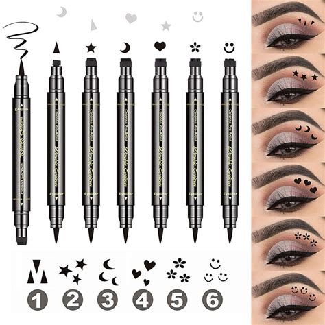 6 Pcs Double Headed Liquid Eyeliner Stamp Pen Set Eye Liners For Women