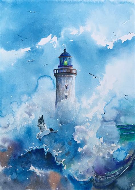 Pin By Lfschmidt On Quadros Lighthouse Painting Seascape Paintings Landscape Paintings