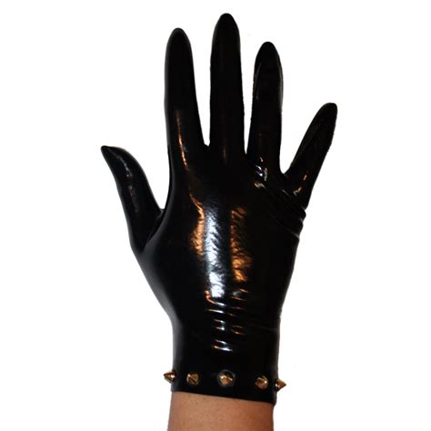 Rubberfashion Latex Handschuhe Kurz Sexy Rubber Gloves Nieten Kurze Latexhandschuhe Bis