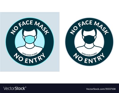 Caution No Face Mask No Entry Round Stickers Vector Image