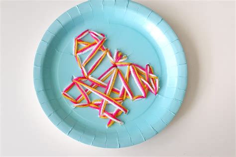 Butterfly Paper Plate Threading Craft Toddler At Play