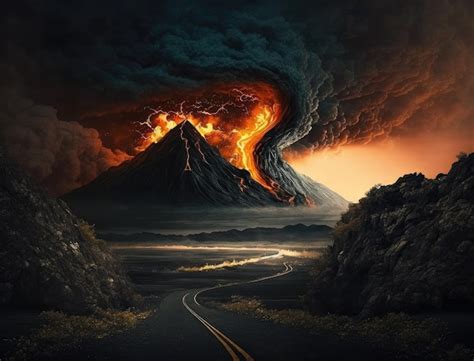 Premium Ai Image Volcanic Eruption Landscape On Deadly Beautiful