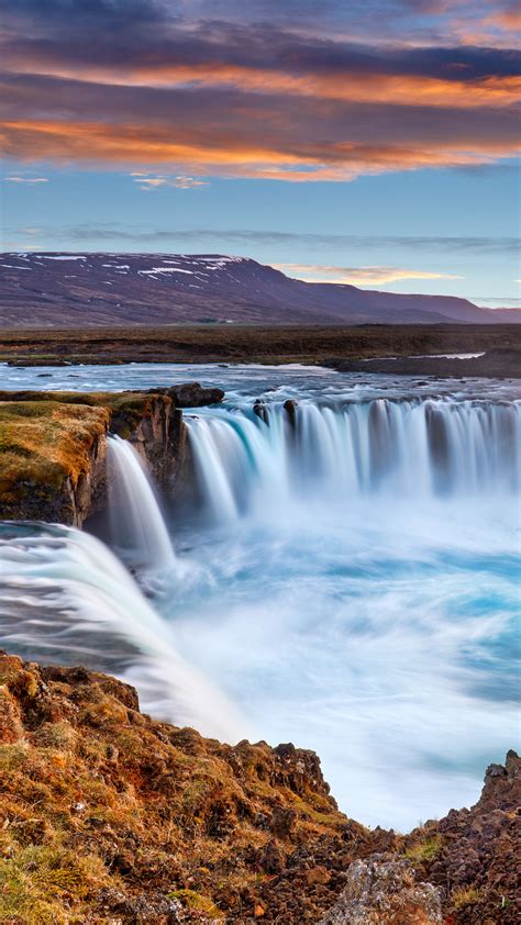 Panorama View Of Goðafoss Waterfall Near Akureyri In The Highlands Of