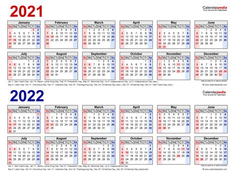 2021 22 Calendar Printable Calendars 2022
