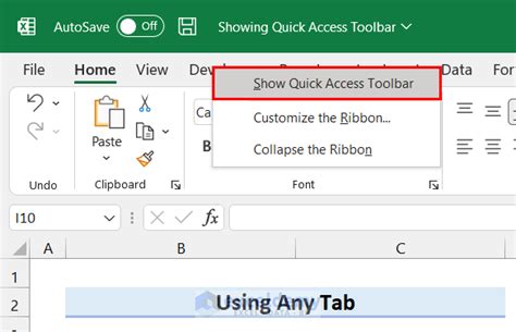 How To Show Quick Access Toolbar In Excel 5 Easy Ways