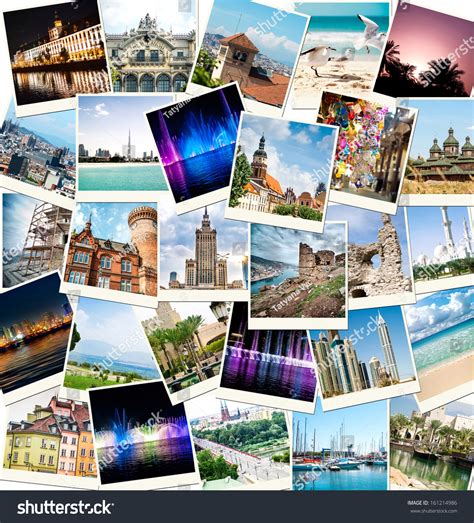 Travel Collage Photos Different Cities Stock Fotografie 161214986