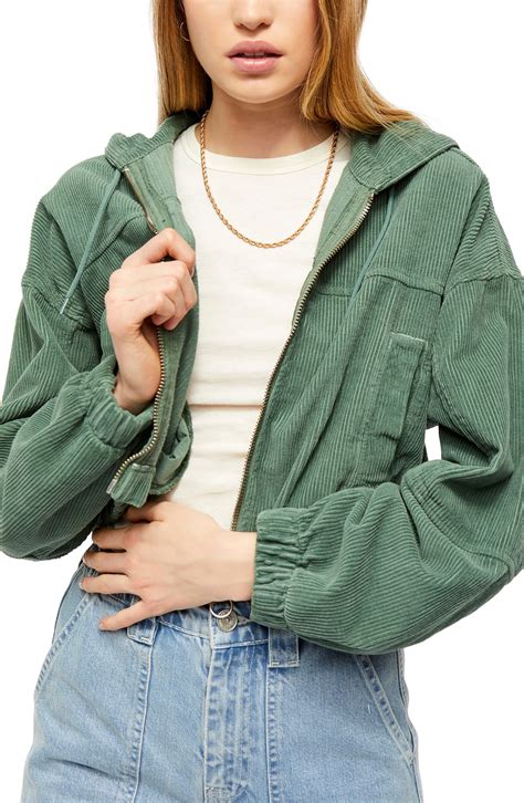 Womens Bdg Urban Outfitters Corduroy Crop Hooded Jacket Size X Small