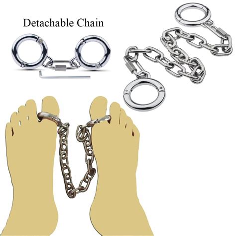Stainless Steel Thumb Toes Cuffs With Detachable Chain Lock Bdsm