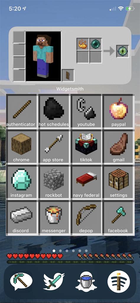 My Minecraft Inventory Themed Homescreen Took Me At Least Five Hours