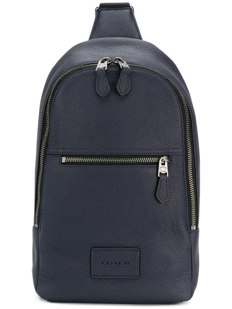 Coach Leather Crossbody Strap Backpack In Blue For Men Lyst