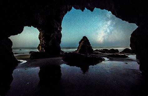 Malibu Beach Milky Way Through A Sea Cave The Epic Starry Night