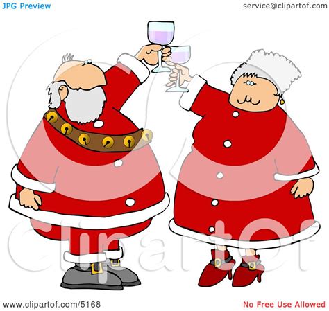 Mr And Mrs Claus Toasting Wine Glasses Together Clipart By Djart 5168