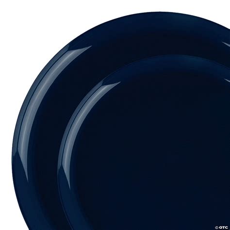 Navy Flat Round Disposable Plastic Dinnerware Value Set 40 Dinner