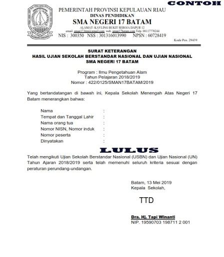 Surat Keterangan Lulus