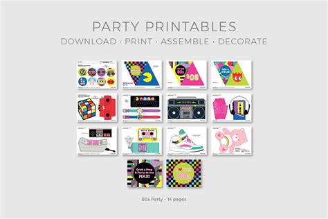 80s Party Decorations 80s Photo Booth Props Printable Etsy Bear Prop