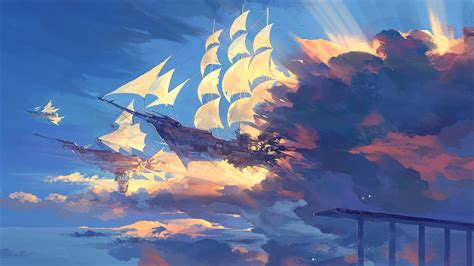 Galleon Ship Surrounded With Clouds Digital Art Hd Wallpaper