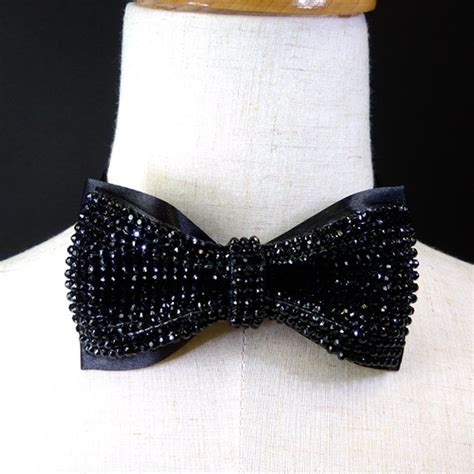 black crystal bow tie 2 layers rhinestones bow tie black bow tie bling bow tie bow tie black