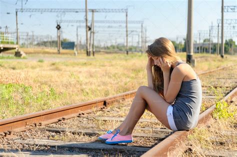 Upset Girl On Rail Stock Photos Motion Array