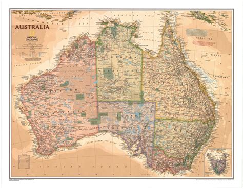 Australia Executive Ngs Laminated Wall Map Of Australia Buy Wall Maps