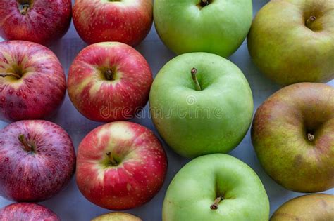 Red And Green Apples Assortment In Vertical Rows Stock Image Image