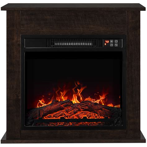 Crafted from mahogany, hardwood and new zealand. BELLEZE 1400W 25" Deluxe Electric Fireplace Mantel Heater Insert Freestanding Portable Stove w ...