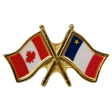 Canada Acadia Crossed Pin Crossed Flag Pin Friendship Pin