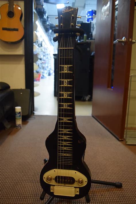 Vintage Gibson Black Lap Steel Guitar Wcase Br 6 Reverb